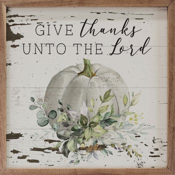 Give Thanks Pumpkin Greenery Whitewash